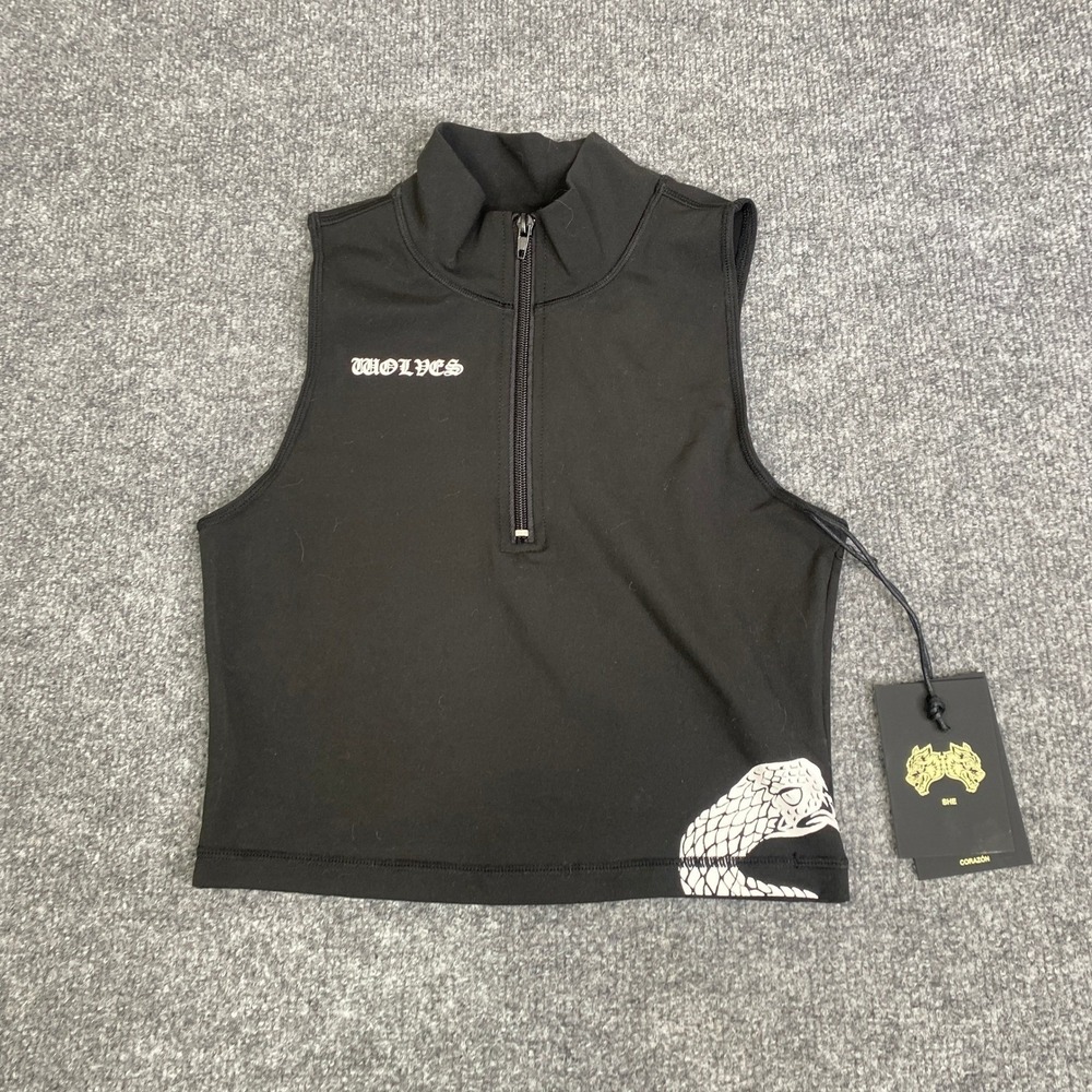 Darc Sport SHE Renewal Tana Energy Vest Black Crop Top Quarter Zip Small DSPT043